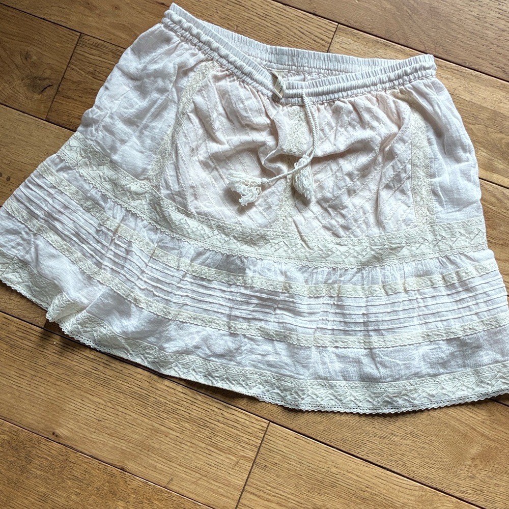Spell, tiered, cream, miniskirt, medium